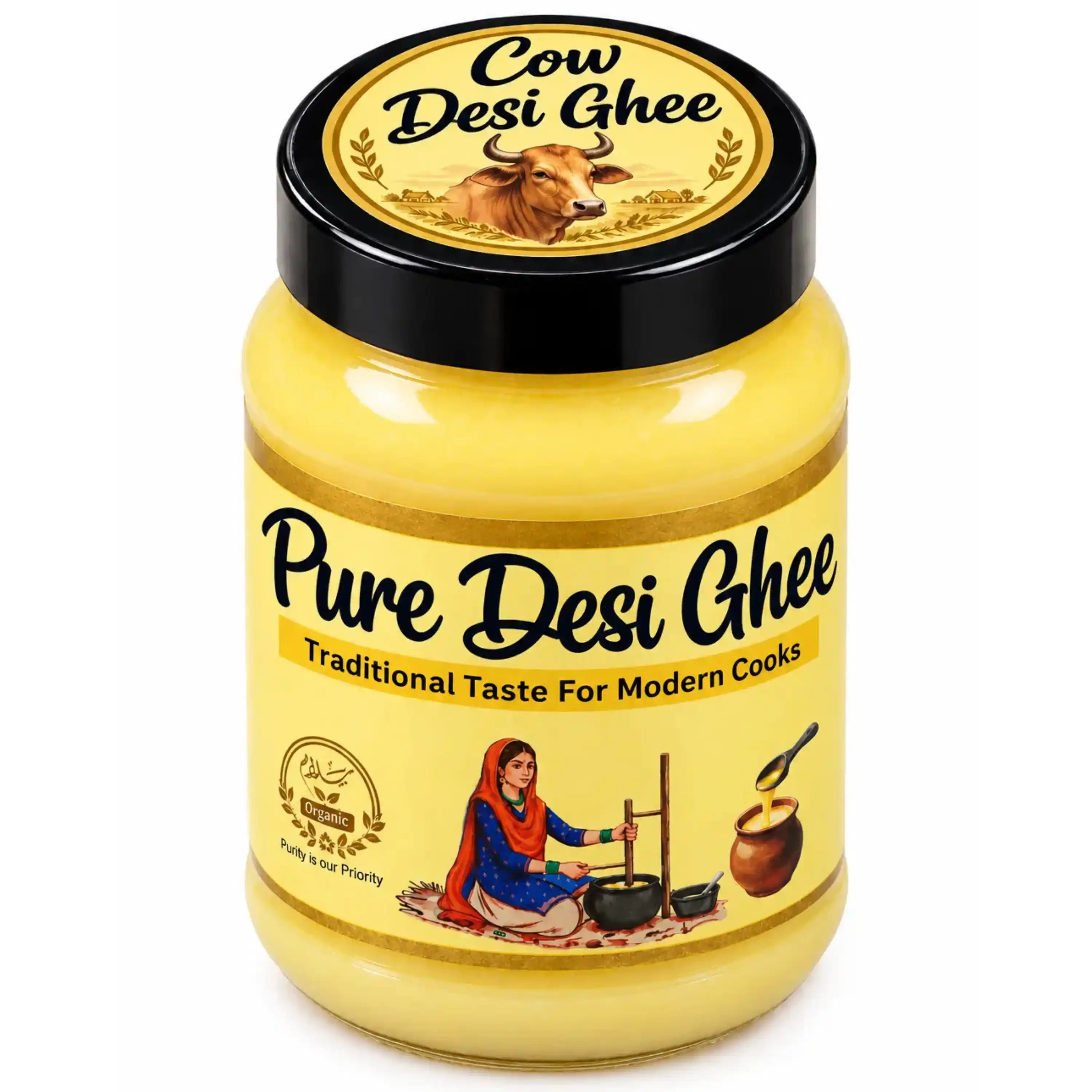 Salaam Organic A2 Sahiwal Cow Desi Ghee 500g in BPA-free food-grade container.